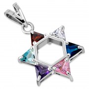 Mix Color CZ Large Star David Pendant, p412